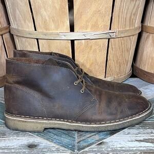 Clarks Originals Beeswax Brown Leather Crepe Sole Desert Chukka Boot Men Size 10